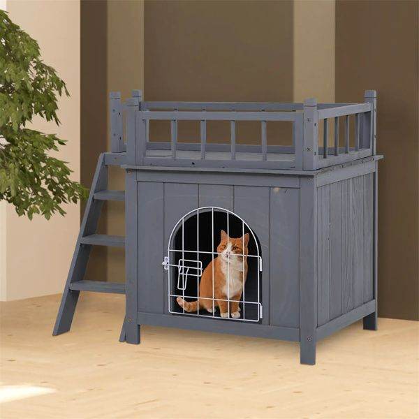 Purrfect Pet Kingdom Cat House with Lockable Door Purrfect Pet Kingdom