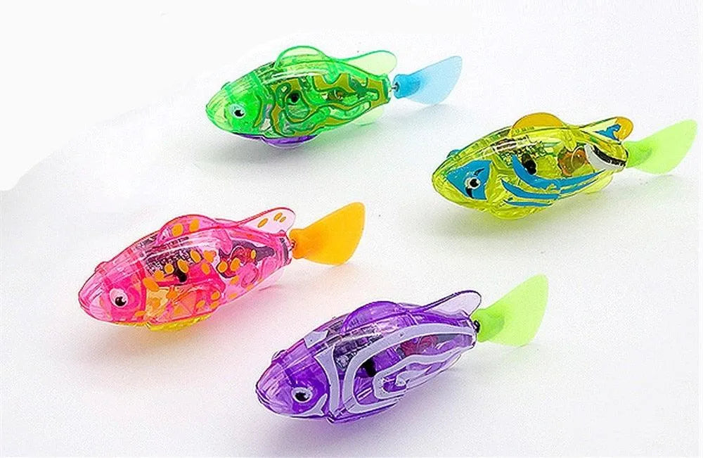 Interactive electric fish toy for cats and dogs by Stevvex, available in green, purple, and pink, stimulates hunting insti...