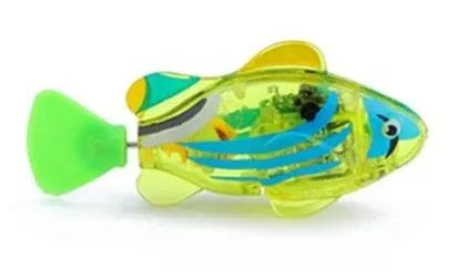 Interactive electric fish toy by Stevvex in green, designed for cats and dogs, stimulates hunting instincts with LED lights.