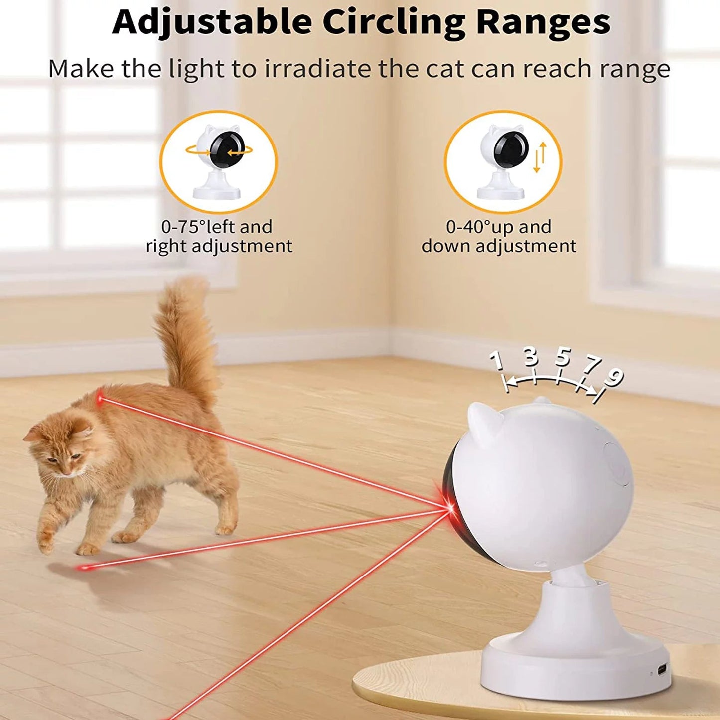 Purrfect Pet Kingdom automatic cat laser pointer toy with adjustable circling ranges for interactive play