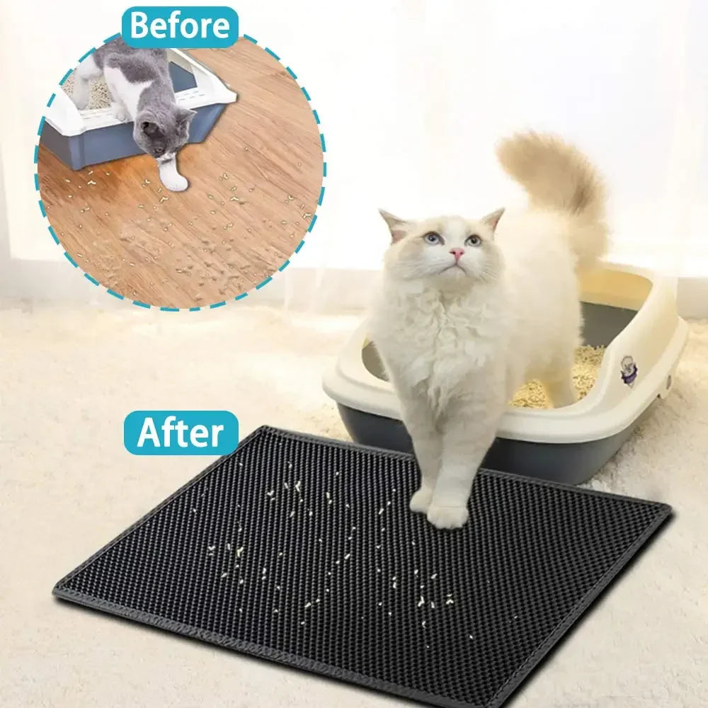 Tail Chasers Cat Litter Mat with textured design, ideal cat litter pad for odor control and mess prevention