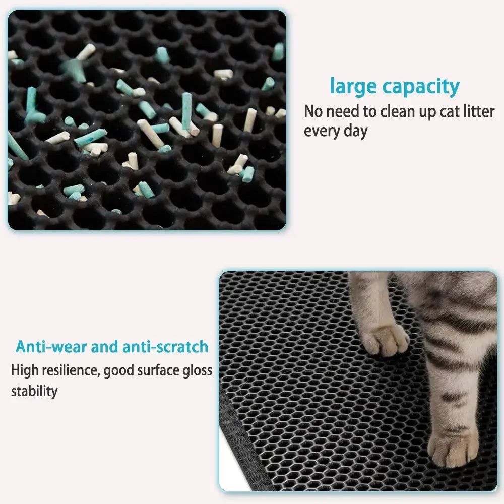 Tail Chasers Cat Litter Mat featuring anti-wear design and large capacity for odor control