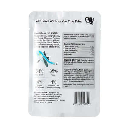 Cat Person Cat Mousse Tuna 3oz Pouch by Purrfect Pet Kingdom®, featuring a vibrant design, perfect cat treats for your fam...