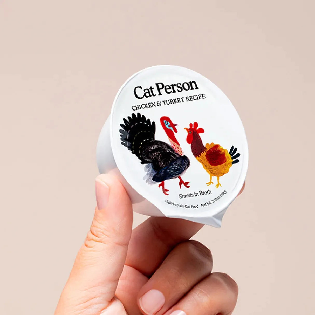 Cat Person Cat Shredded Chicken & Turkey in Broth 2.75oz by The Family Pet, featuring a savory broth for cats.