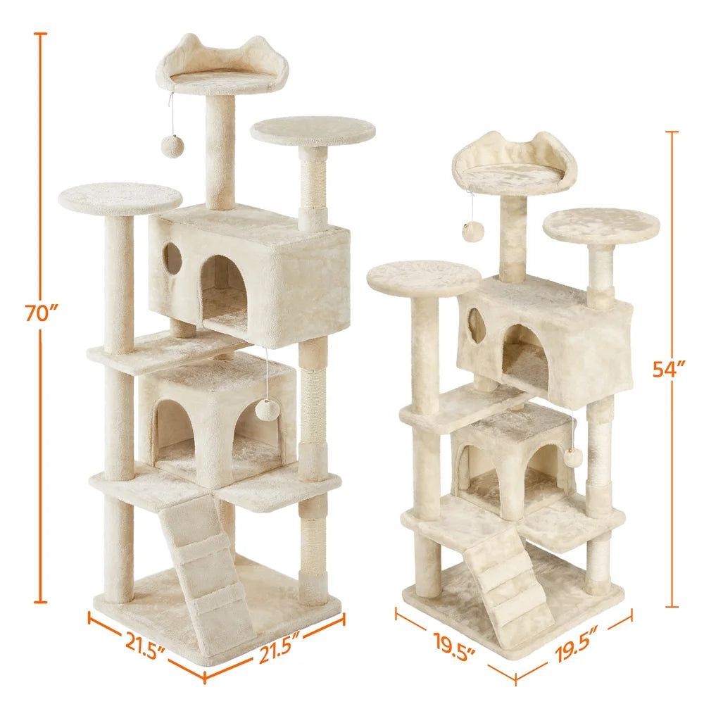 MJ's Pet Closet Cat Scratching Post Furniture with Multiple Levels and Toys for Cats