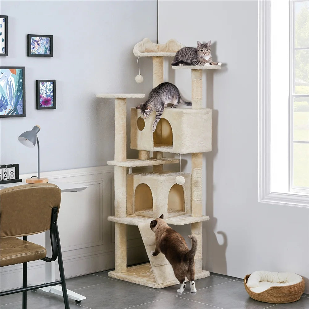 MJ's Pet Closet Cat Scratching Post Furniture with Multiple Levels for Climbing and Playing Cats