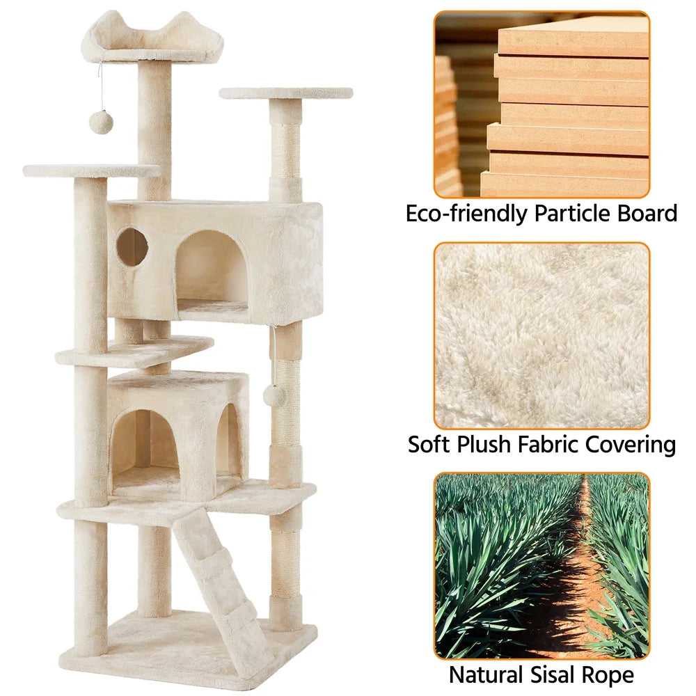 MJ's Pet Closet Cat Scratching Post Furniture with Multiple Levels and Soft Plush Covering
