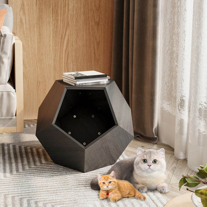 Purrfect Pet Kingdom Cat Side Table with Hidden Bed Black Brown Purrfect Pet Kingdom