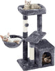 Gray Purrfect Pet Kingdom cat tower for multiple cats with cozy lounging areas and scratching posts