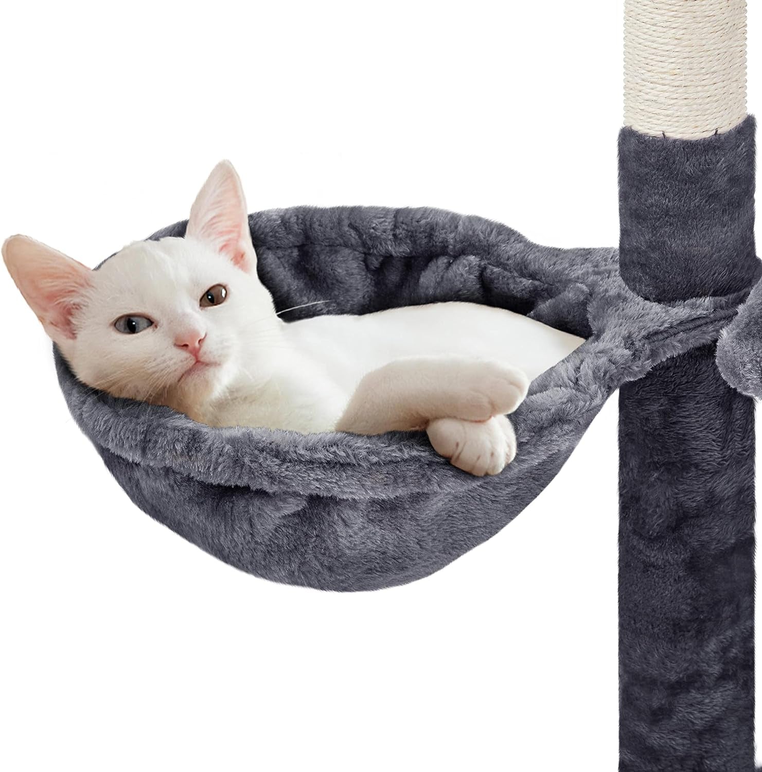 Cozy cat tower for multiple cats featuring a plush hammock for resting and relaxing