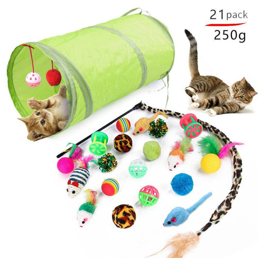 Purrfect Pet Kingdom Cat Toy Set with Tunnel & 21 Toys 21-piece Cat Toy Set Purrfect Pet Kingdom