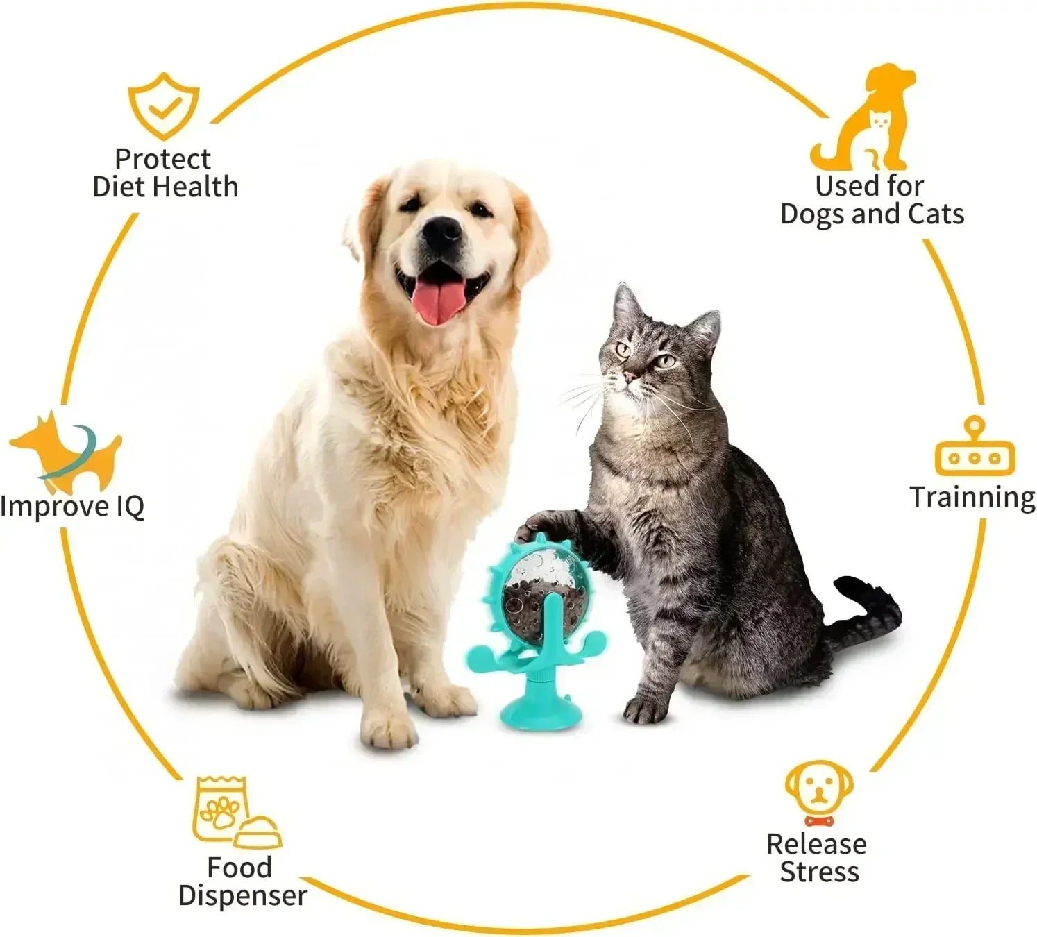 Interactive cat training ball with treats for training and stress relief, suitable for cats and dogs