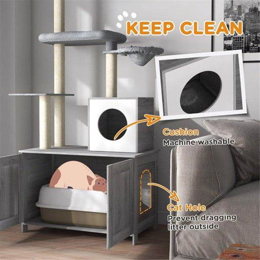 Purrfect Pet Kingdom Grey Cat Tree Tower with Multiple Levels Purrfect Pet Kingdom