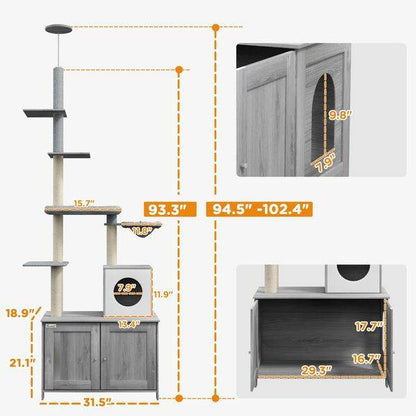 Purrfect Pet Kingdom Grey Cat Tree Tower with Multiple Levels Purrfect Pet Kingdom