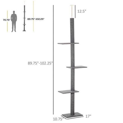 Purrfect Pet Kingdom Tall Grey Cat Tree with Multiple Platforms Purrfect Pet Kingdom