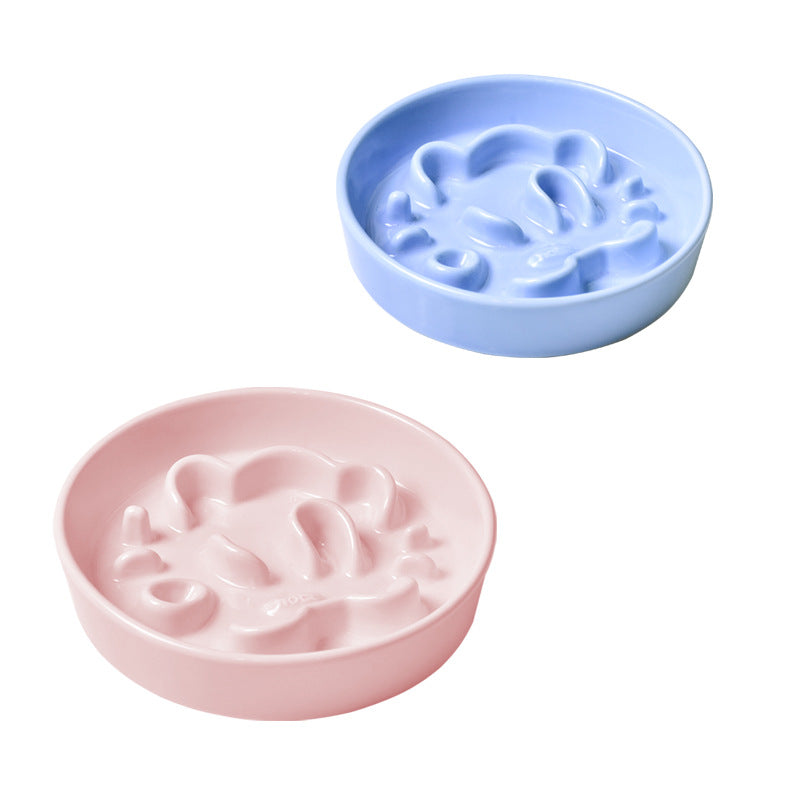 Ceramic Slow Feeder Cat Bowl Anti-Choking Fun Pet Tableware
