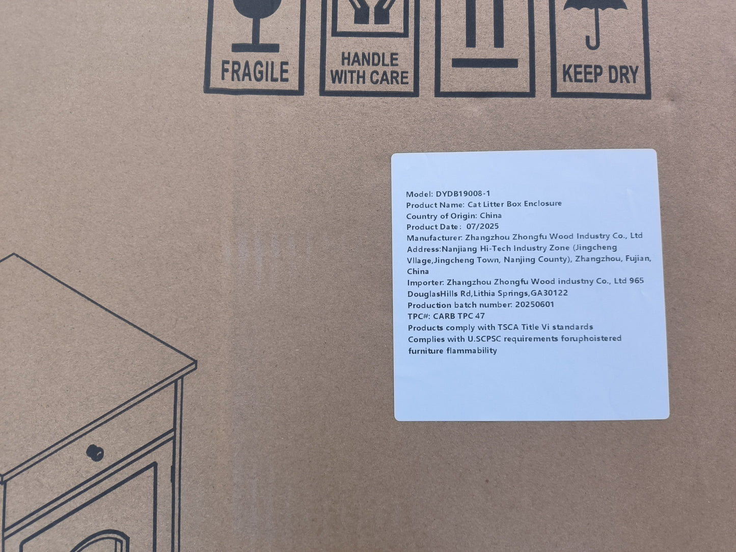 Wooden Pet House Cat Litter Box Enclosure with Drawer, Side