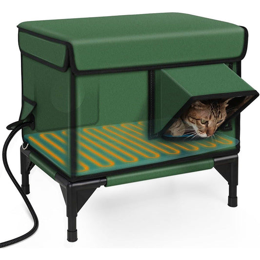 Outdoor Heated Insulated Foldable Cat House for Winter Weather
