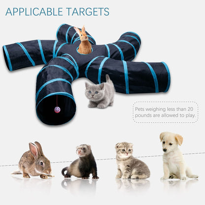 Zhiyi Tree Pattern Collapsible Cat Tunnel Interactive Toy