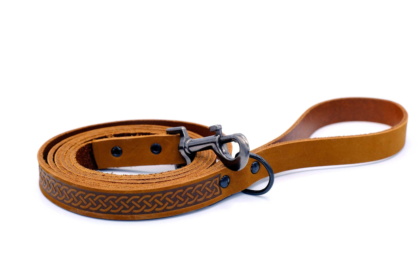Celtic Sport Earth Brown Leather Dog Leash by Purrfect Pet Kingdom, a durable hunting dog leash in rich earth brown color.