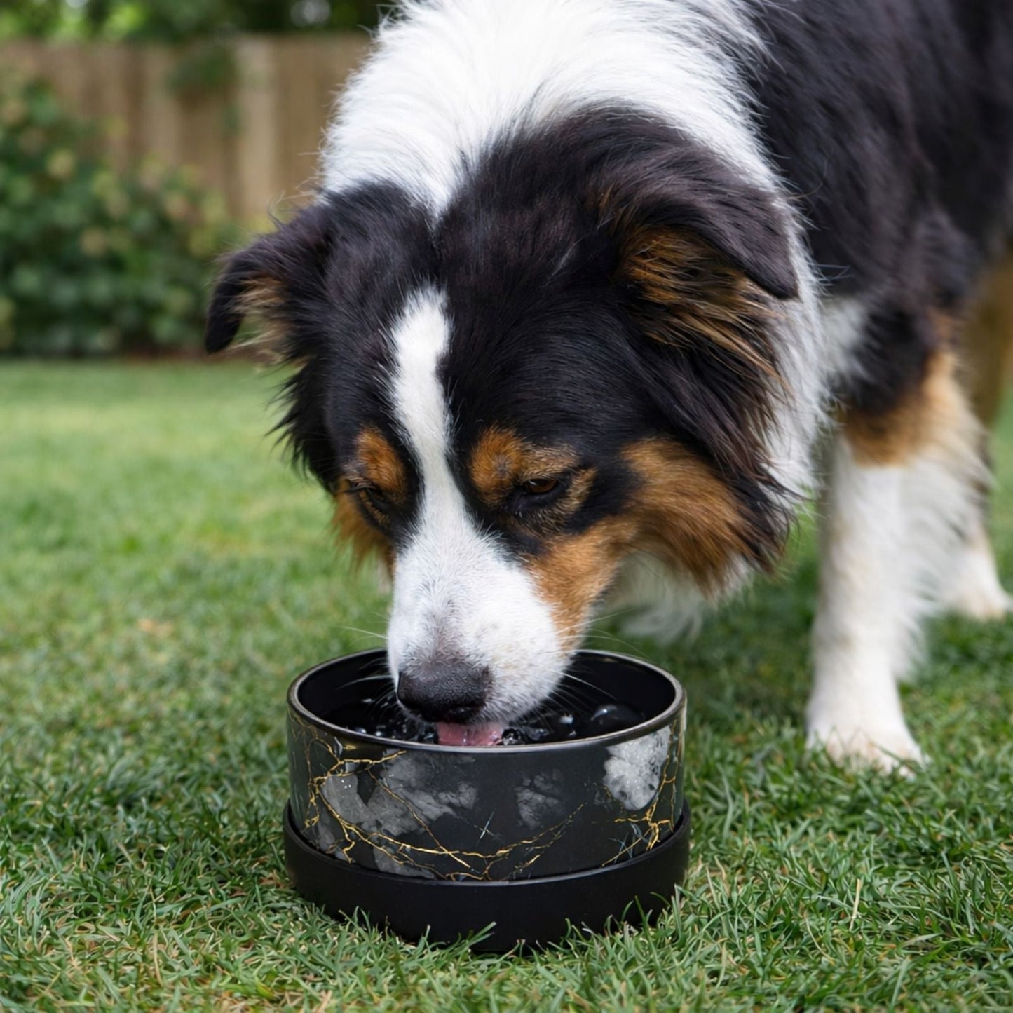 Artisan Marble Ceramic Pet Dining Bowl for Dogs and Cats