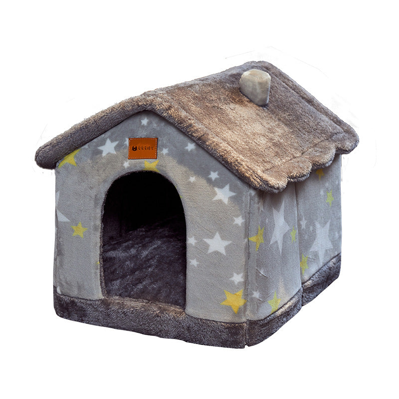 Foldable Dog House Pet Cat Bed Winter Dog Villa Sleep Kennel