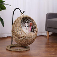 Cat Round Rattan Hanging Hammock