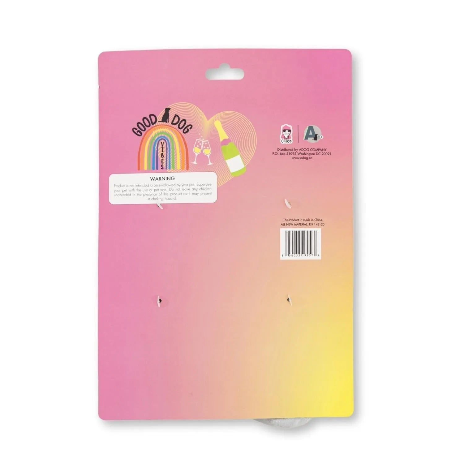 Champawgne-Cheers Plush Dog Toy Gift Set by American Pet Supplies, featuring a squeaker, crinkle paper, and vibrant colors.