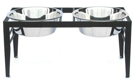 Chariot Double Elevated Dog Bowl - Large/Black - Purrfect Pet Kingdom