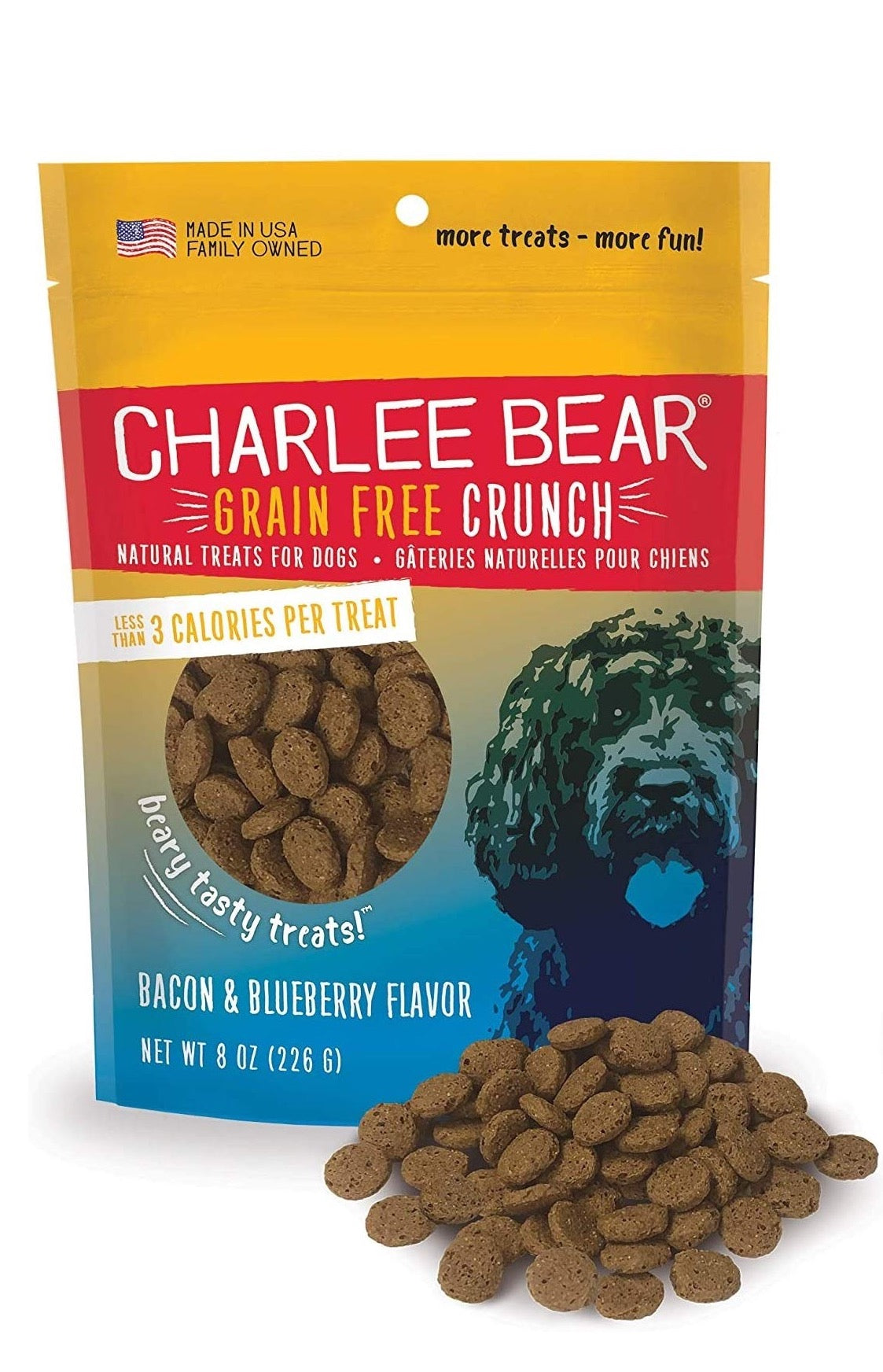Charlee Bear Grain Free Crunch Bacon & Blueberry Dog Treats (8oz) - Charlee Bear - The Family Pet