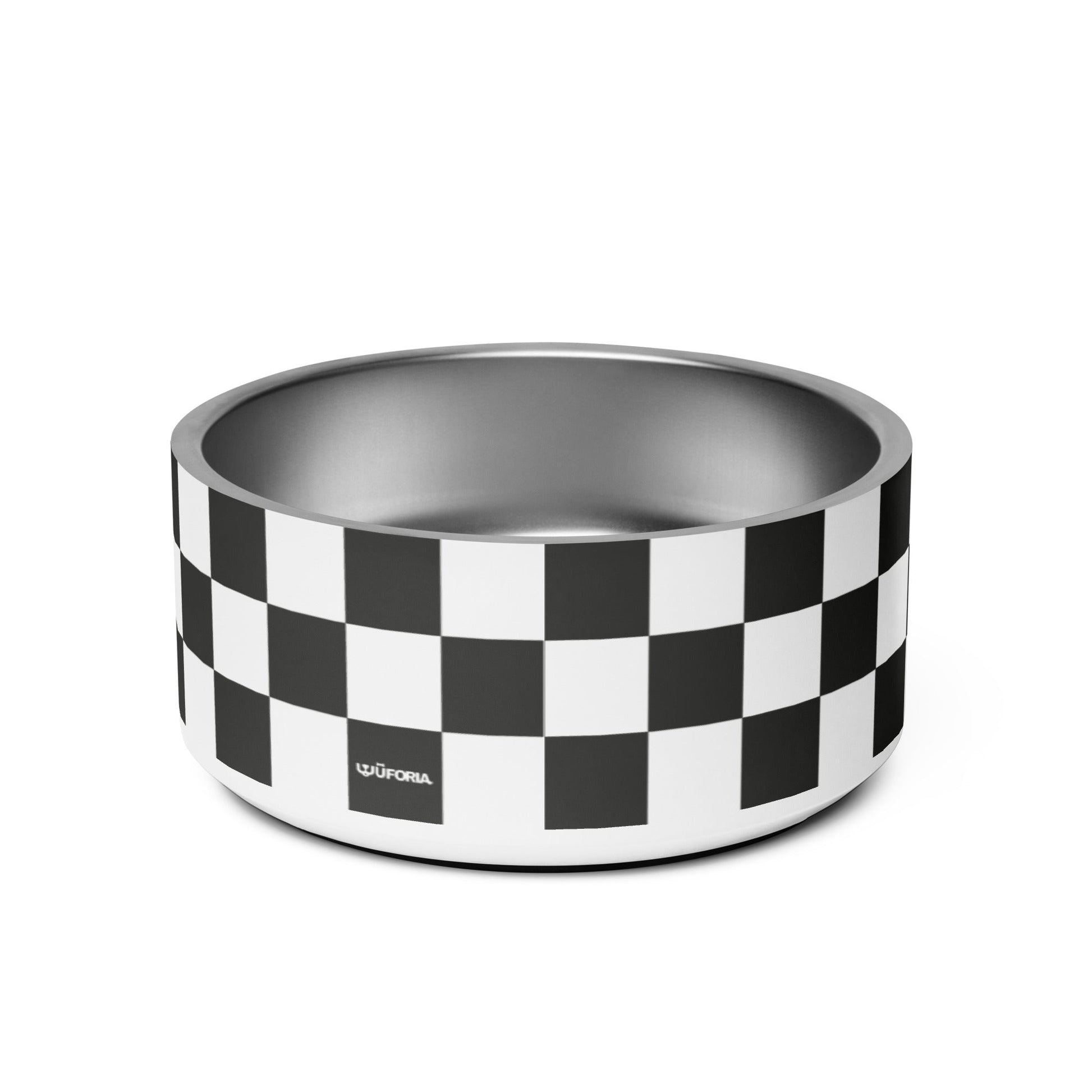 Checker Black & White 32oz Dog Bowl - Dog Bowls & Feeders - Wuforia