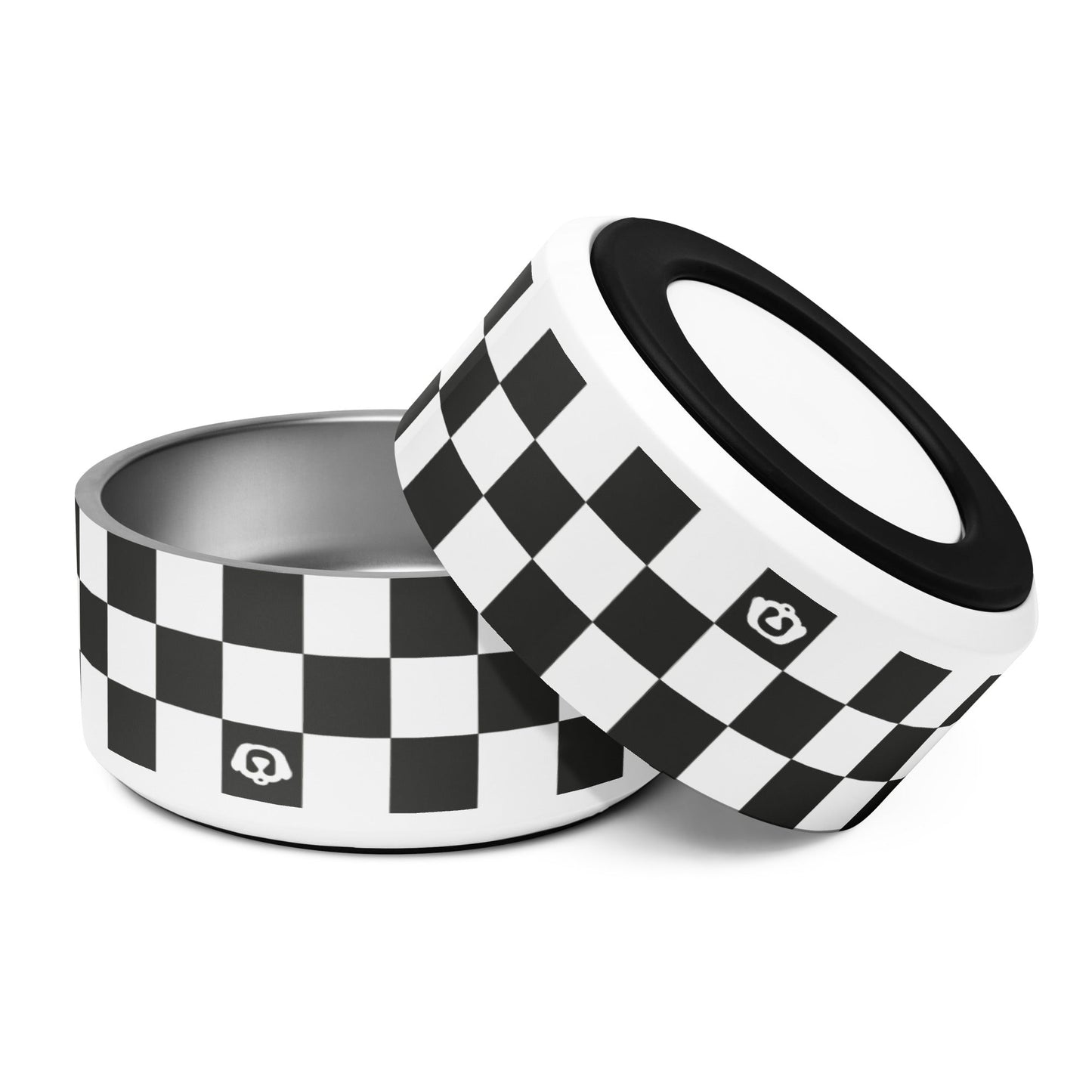 Checker Black & White 32oz Dog Bowl - Dog Bowls & Feeders - Wuforia