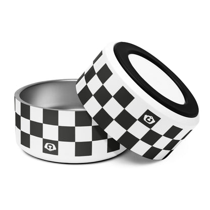 Checker Black & White 32oz Dog Bowl - Dog Bowls & Feeders - Wuforia