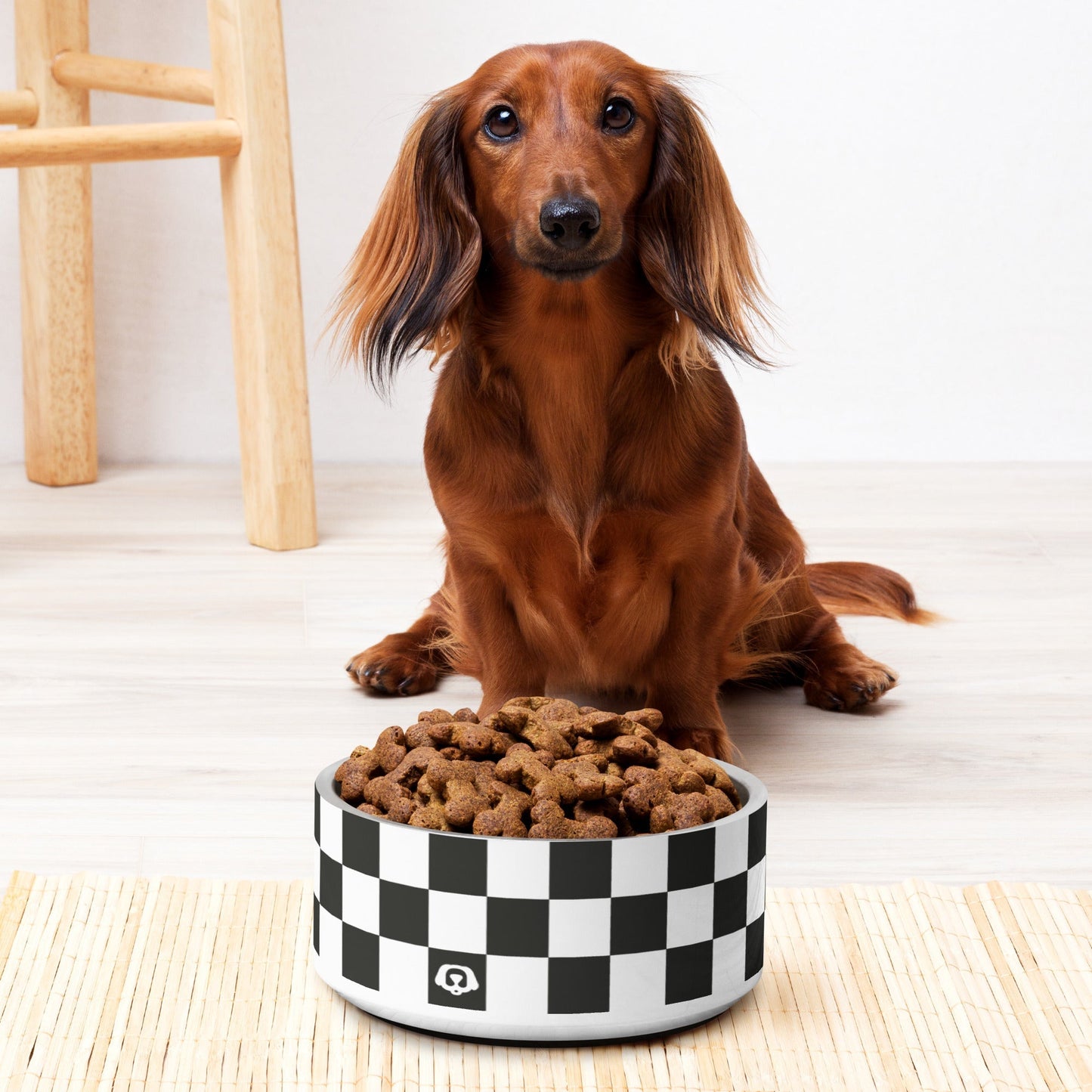 Checker Black & White 32oz Dog Bowl - Dog Bowls & Feeders - Wuforia