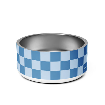 Checker Ocean Blue 32oz Dog Bowl - Dog Bowls & Feeders - Wuforia