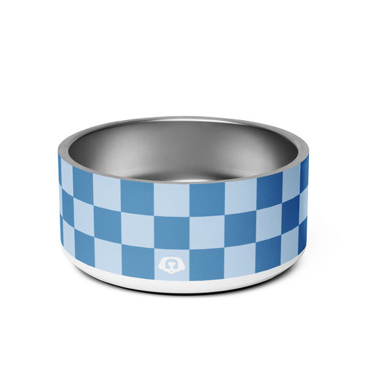 Checker Ocean Blue 32oz Dog Bowl - Dog Bowls & Feeders - Wuforia - Default Title - 4689000_16786
