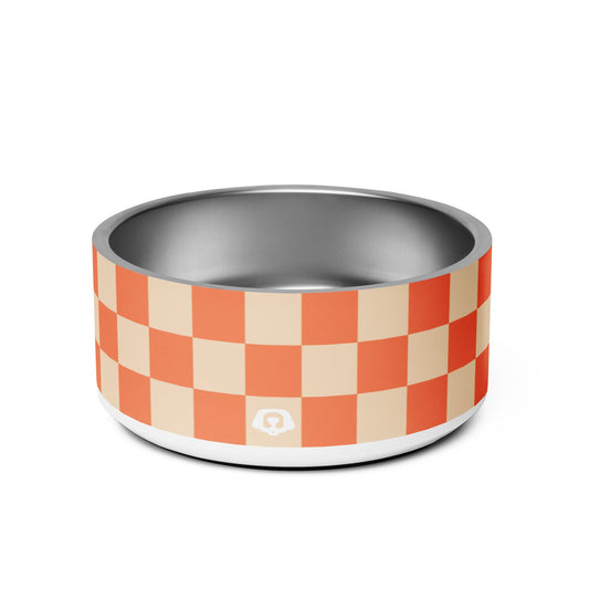 Checker Peachy Orange 32oz Dog Bowl - Dog Bowls & Feeders - Wuforia - Default Title - 3367324_16786