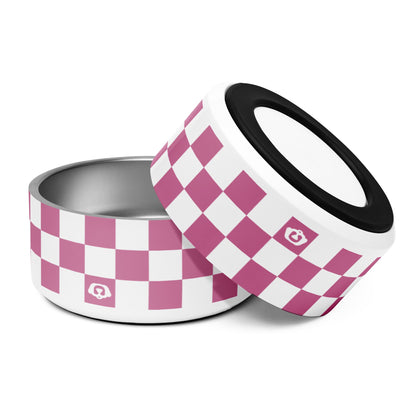 Checker Razzberry 32oz Dog Bowl - Dog Bowls & Feeders - Wuforia