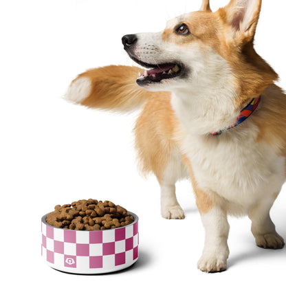 Checker Razzberry 32oz Dog Bowl - Dog Bowls & Feeders - Wuforia