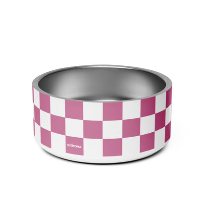 Checker Razzberry 32oz Dog Bowl - Dog Bowls & Feeders - Wuforia