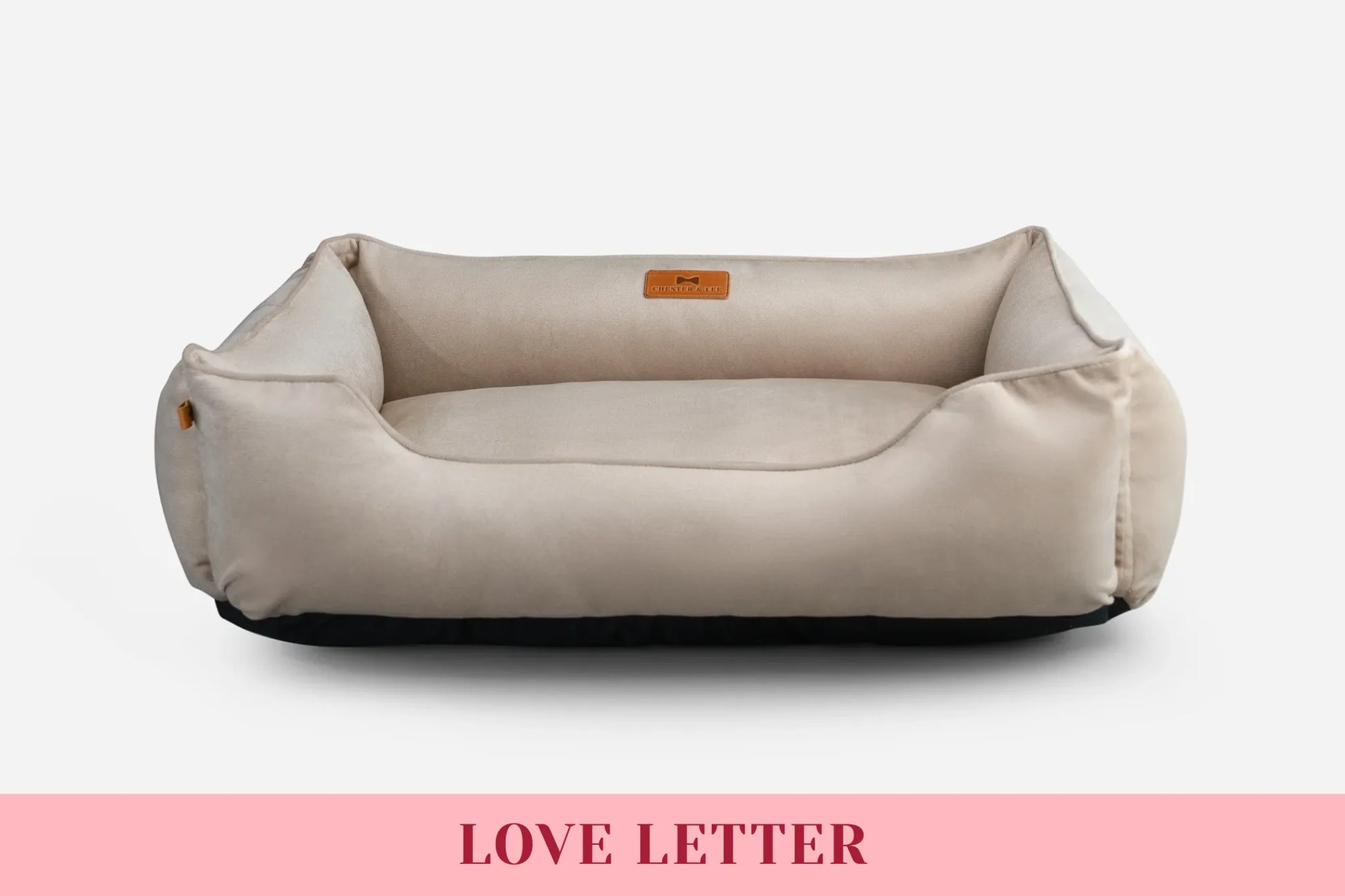 Chester & Lee - Classic Velvet Sleeper Dog Bed Beige - Bolster Beds