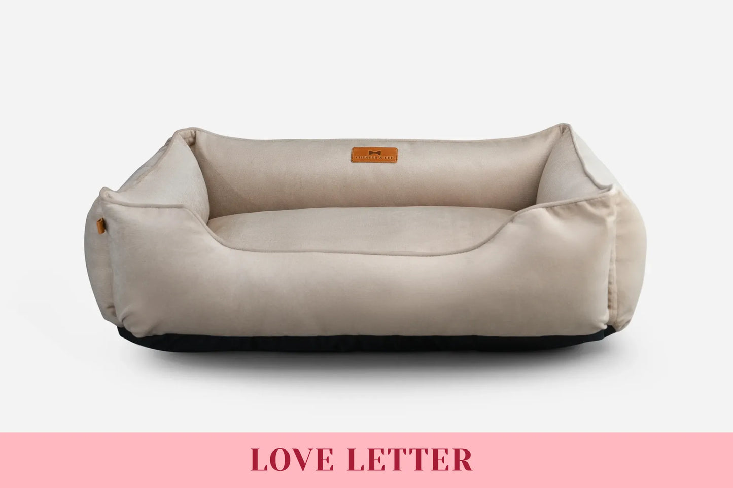 Chester & Lee - Classic Velvet Sleeper Dog Bed Beige - Bolster Beds