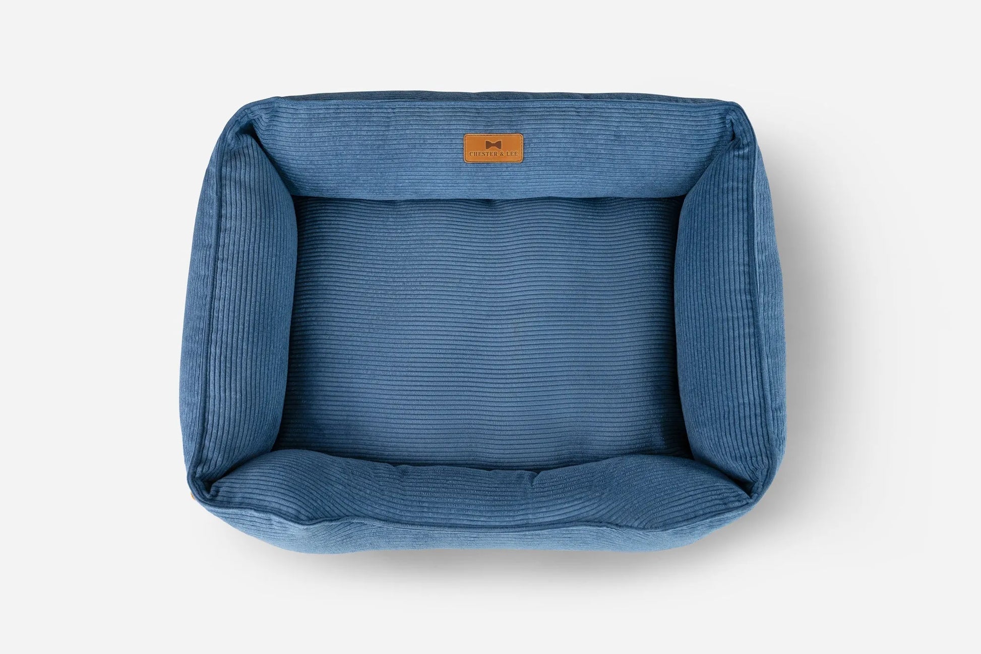 Chester & Lee - Fancy Corduroy Sleeper Dog Bed Blue - Bolster Beds