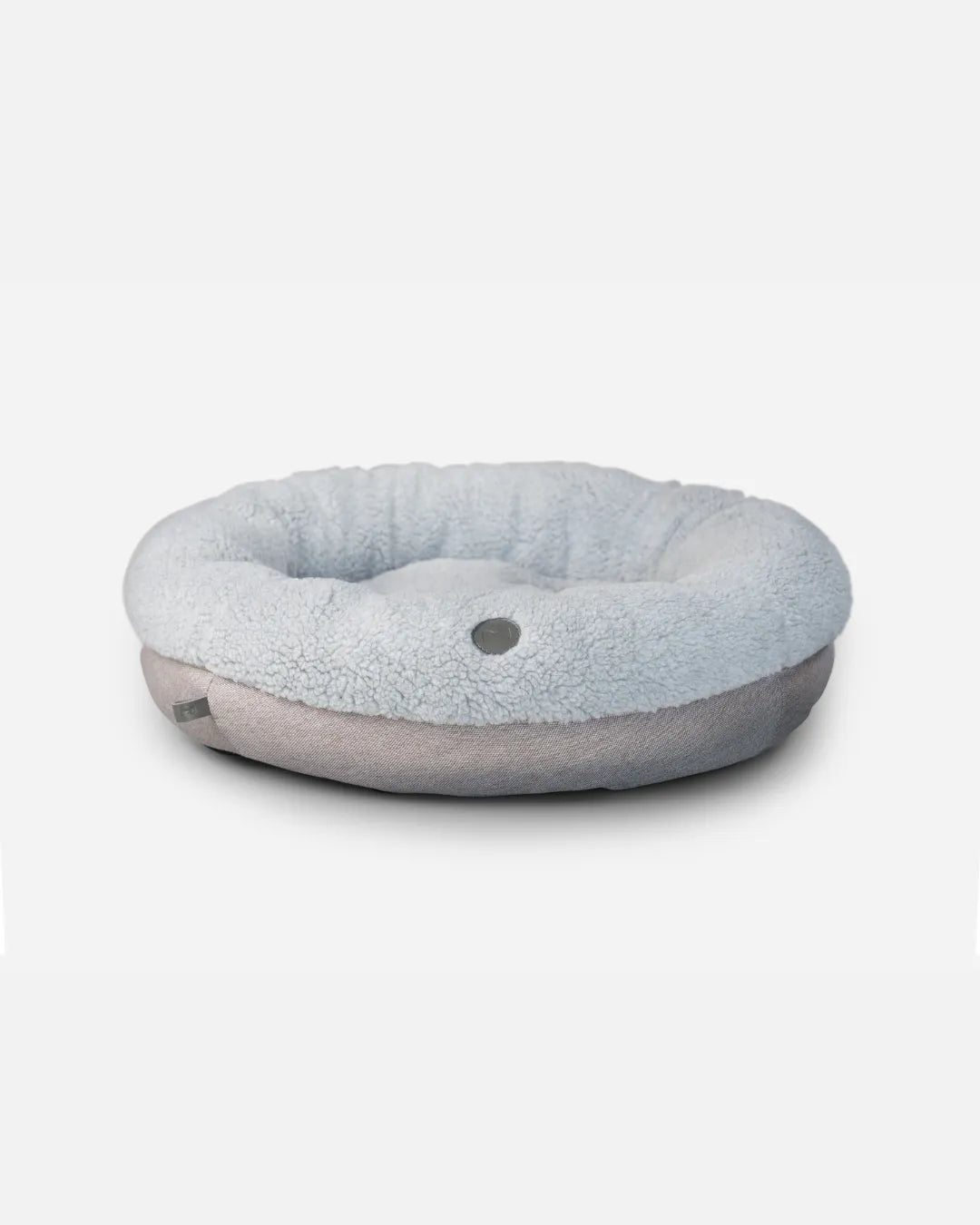 Furry gray donut dog bed by Chester & Lee, available in medium size for luxury comfort, perfect for dogs and cats.