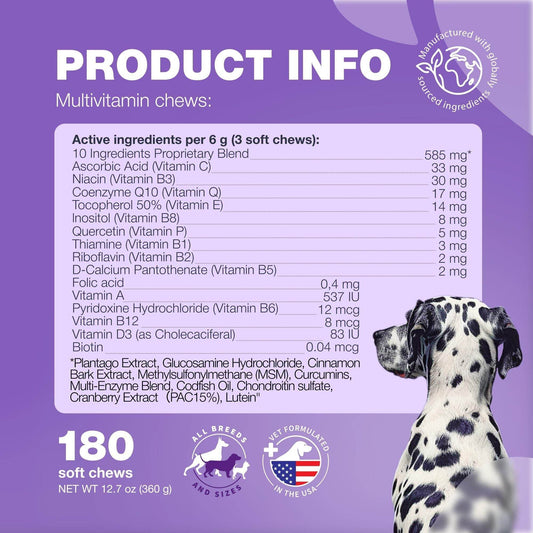 Purrfect Pet Kingdom Multivitamin Chews for Dogs - 180 Soft Chews Chewia Purrfect Pet Kingdom
