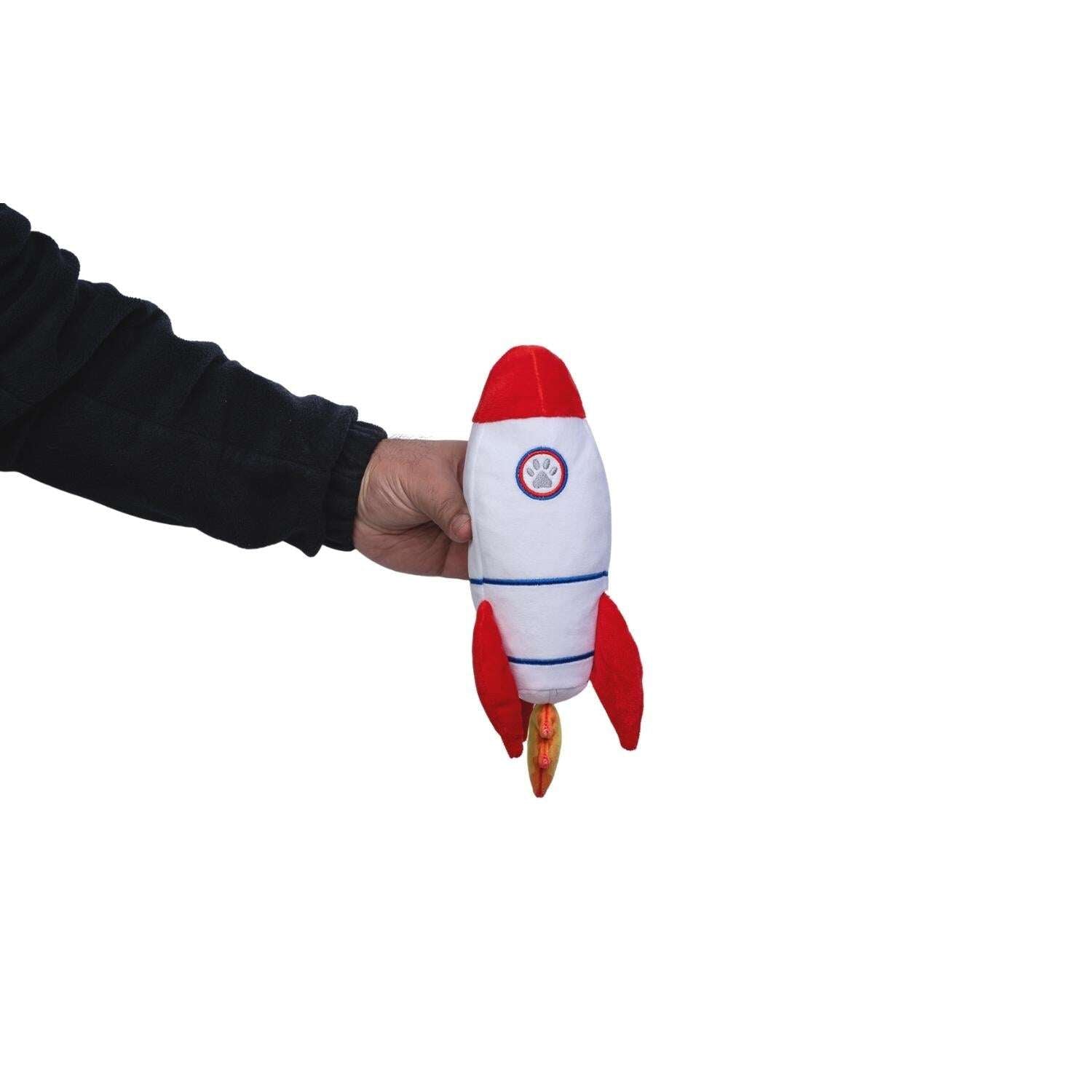 Plush dog toy gift set for small dogs featuring a soft rocket for playful pups