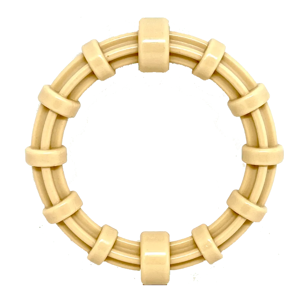 Chicken Flavored Teething Ring for Puppies by SodaPup, honey bone nylon, perfect for aggressive chewers, USA made.