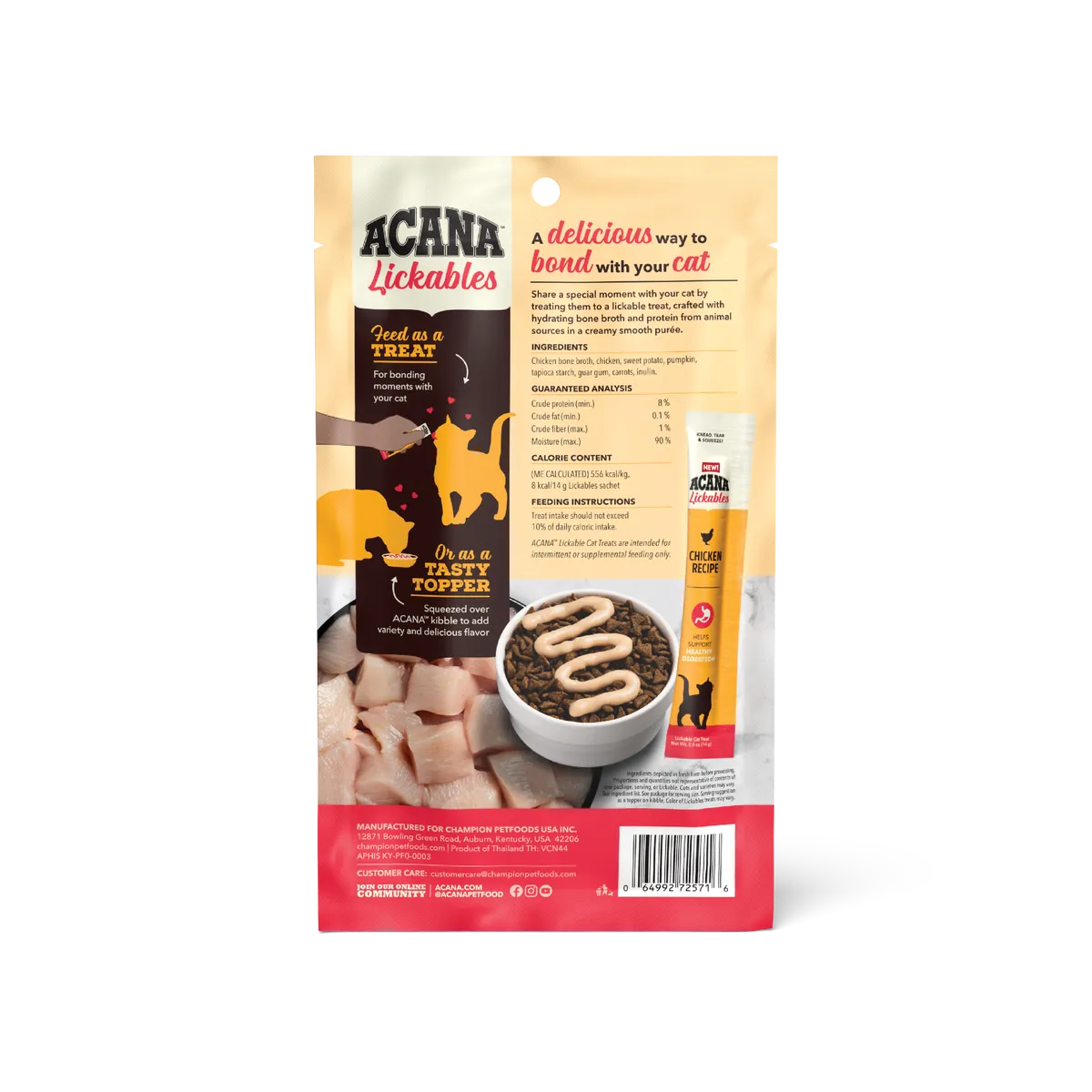 Chicken Lickables Cat Treats Premium Protein Snack 12 Pack by Purrfect Pet Kingdom, budget-friendly cat treats in vibrant ...