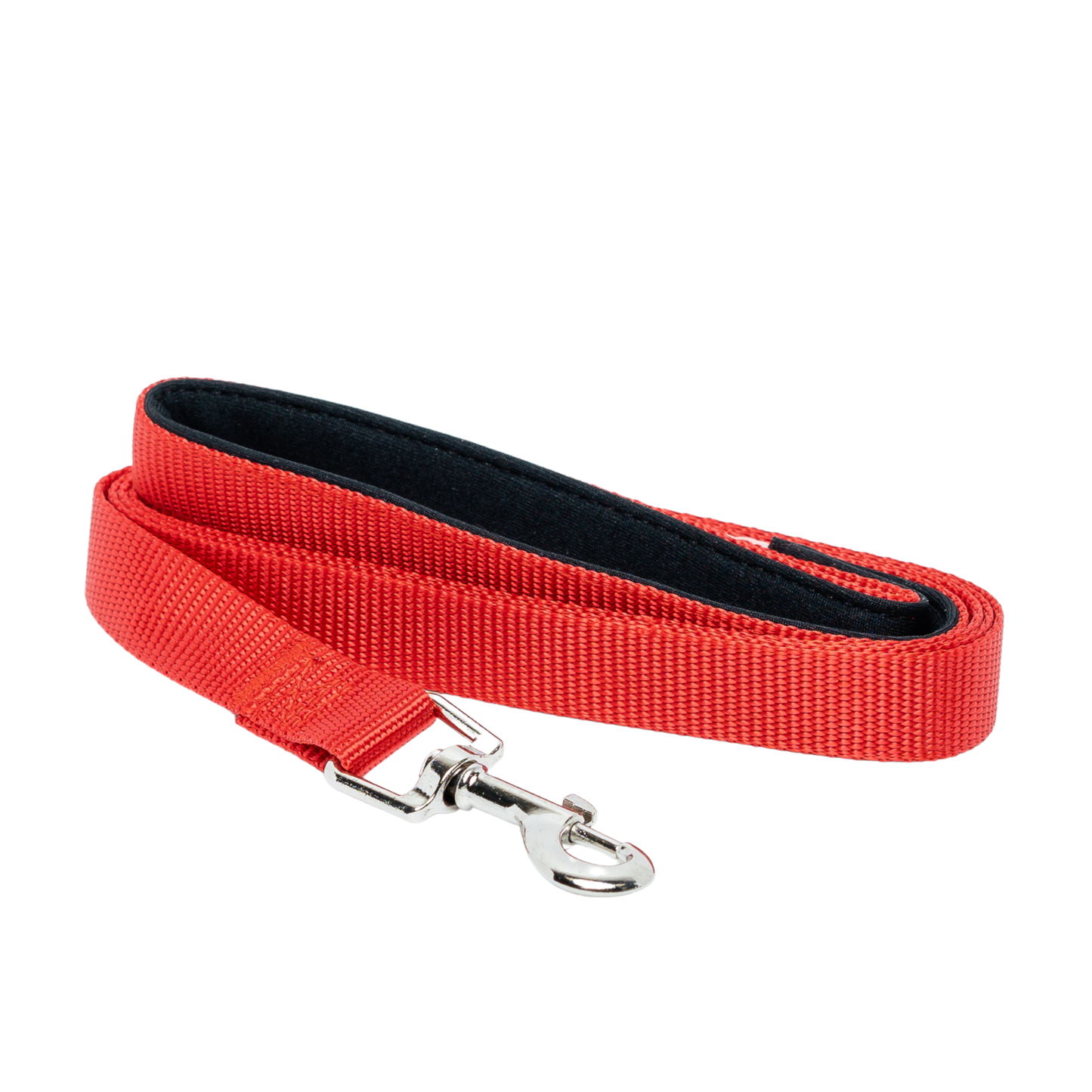 Comfortable dog leash for walking in red with padded handle for easy grip