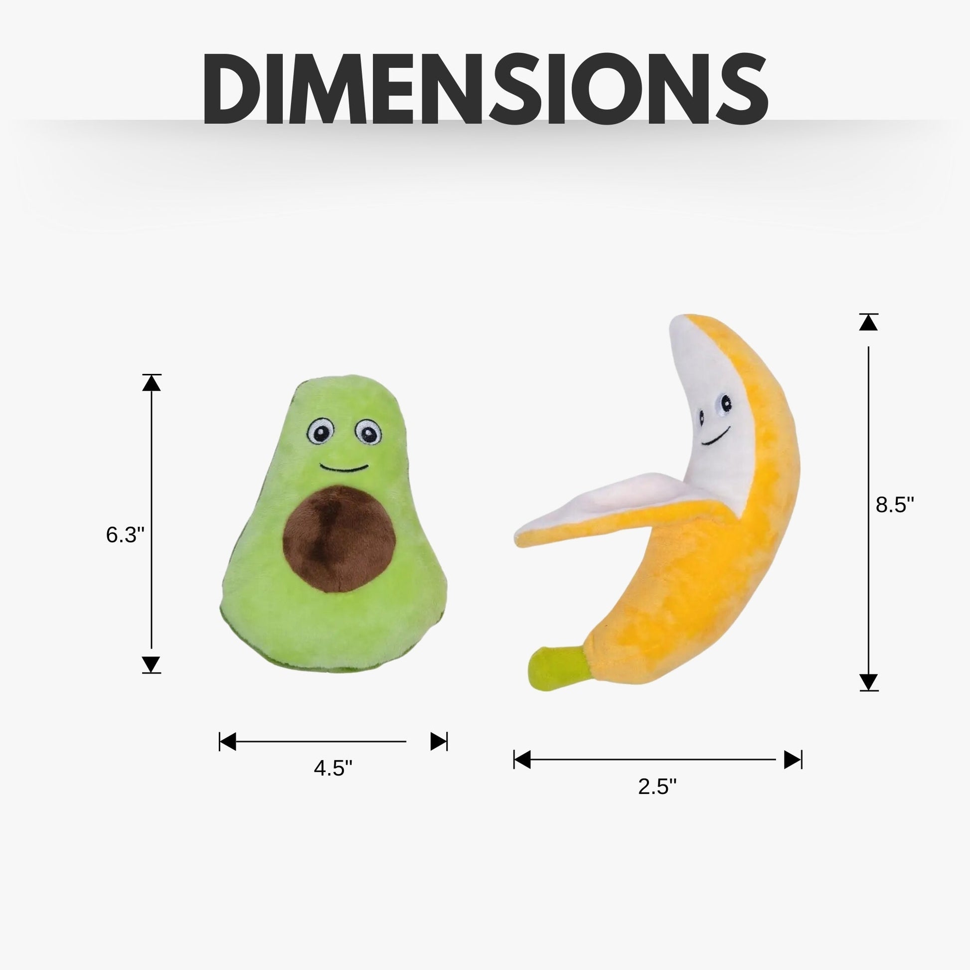 Cute dog toy gift set for puppies including avocado and banana plush toys with fun designs